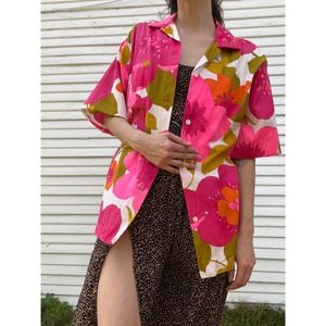 Vtg 60s The Sample Shop Men's Neon Tropical Resort Wear Hawaiian Shirt XL